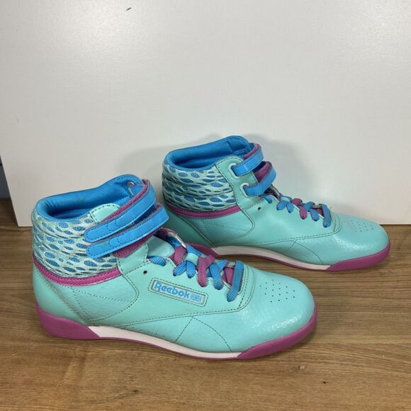 Reebok Girls HI Classic Blue Beam Ultraberry M46776 Sneakers Size 6 Retro Style - Picture 4 of 15